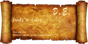 Deák Edit névjegykártya